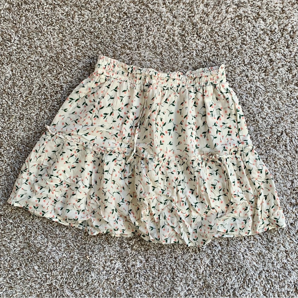 PRINCESS POLLY White Mini Skirt Pink Flowers